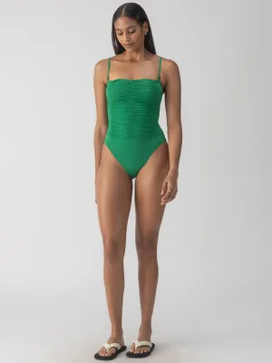 Beach Goddess Shirred Banded Mio One-Piece Perky Palm