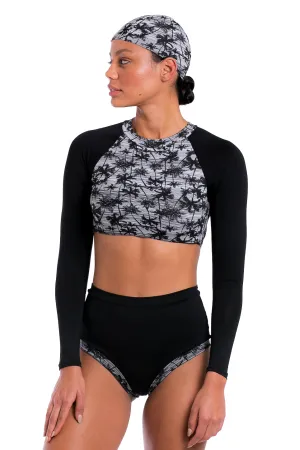 Black Athletic Long Sleeve Swimsuit