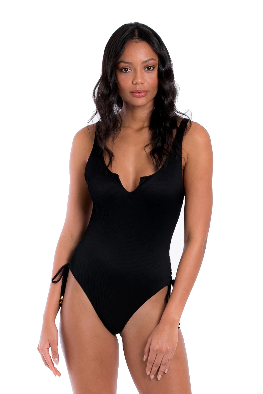 Black Ribbed Cala One Piece