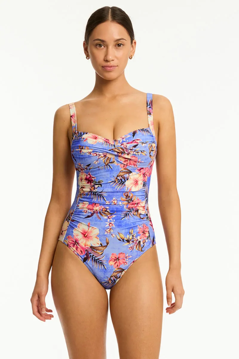 Blue Hawaii Twist Front One Piece