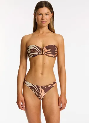 Dahlia Palm U Trim Bandeau Bikini Top - Chocolate