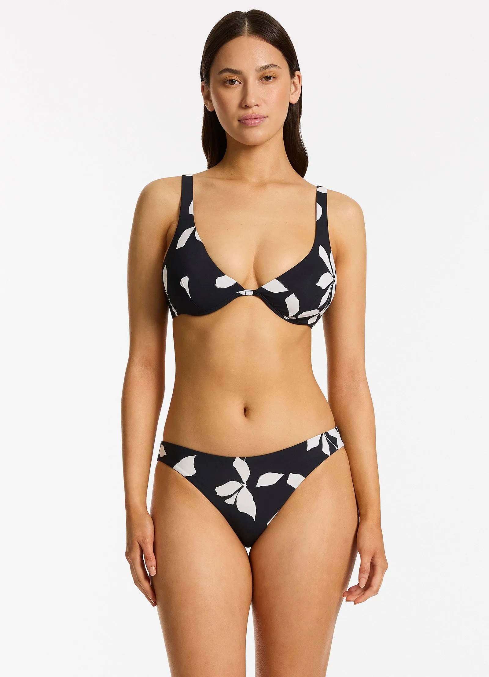 Elora Bloom Underwire Triangle Bikini Top - Black