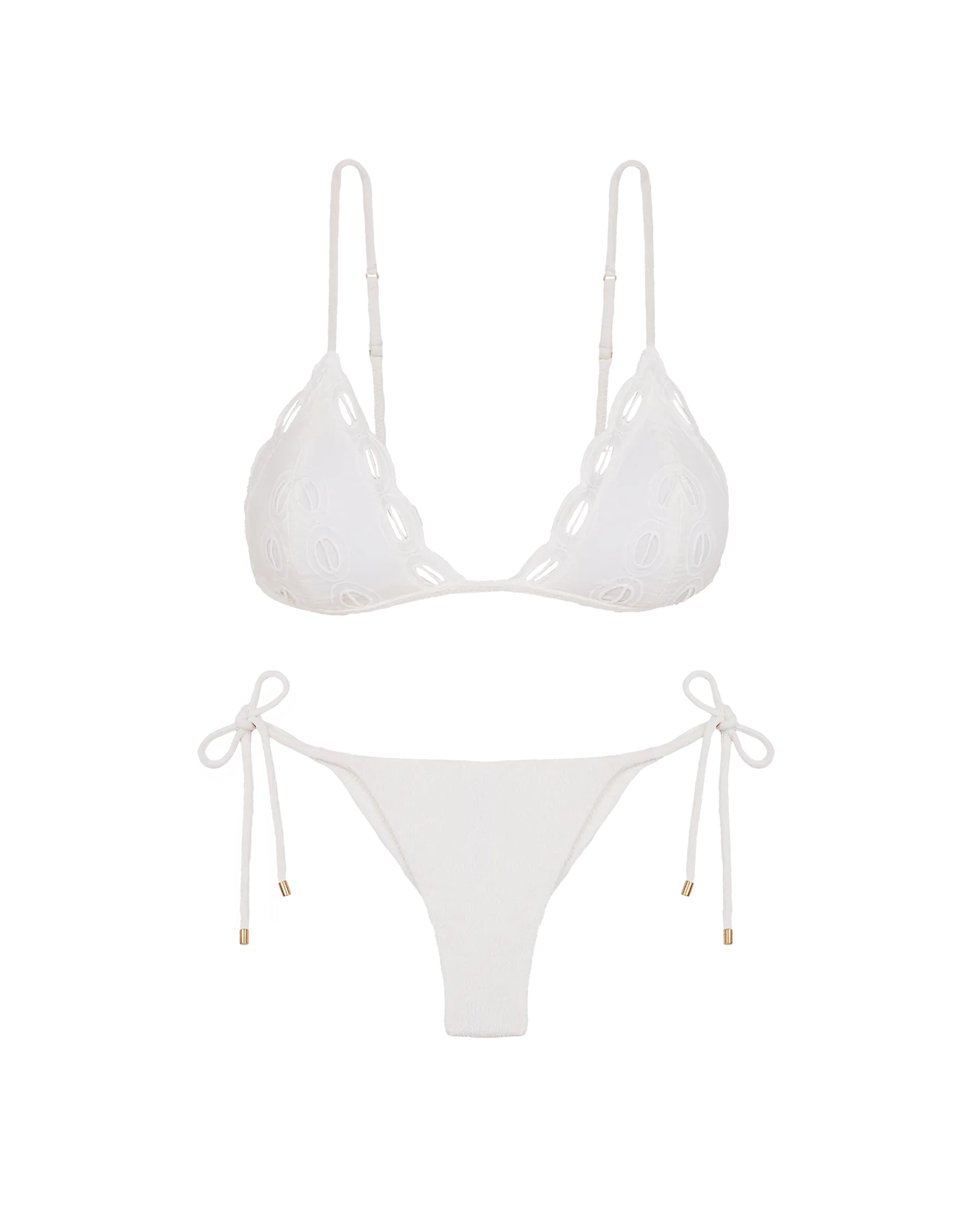 Eyelet Naya Tri Top - White