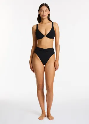 Jetset Lure High Leg High Waist Bikini Bottom - Black