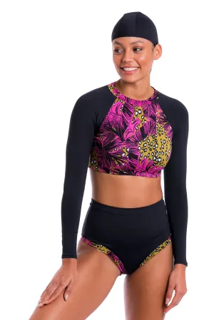 Magenta Athletic Long Sleeve Swimsuit