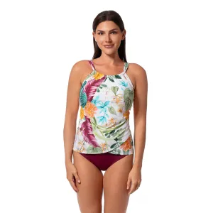 MYSTIC TROPIC AUDREY DRAPED TANKINI TOP