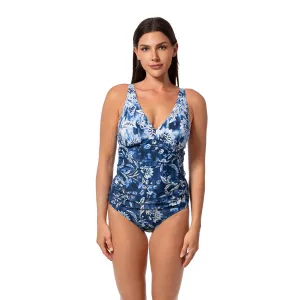 OCEAN MOSAIC AMBER V-NECK TANKINI TOP