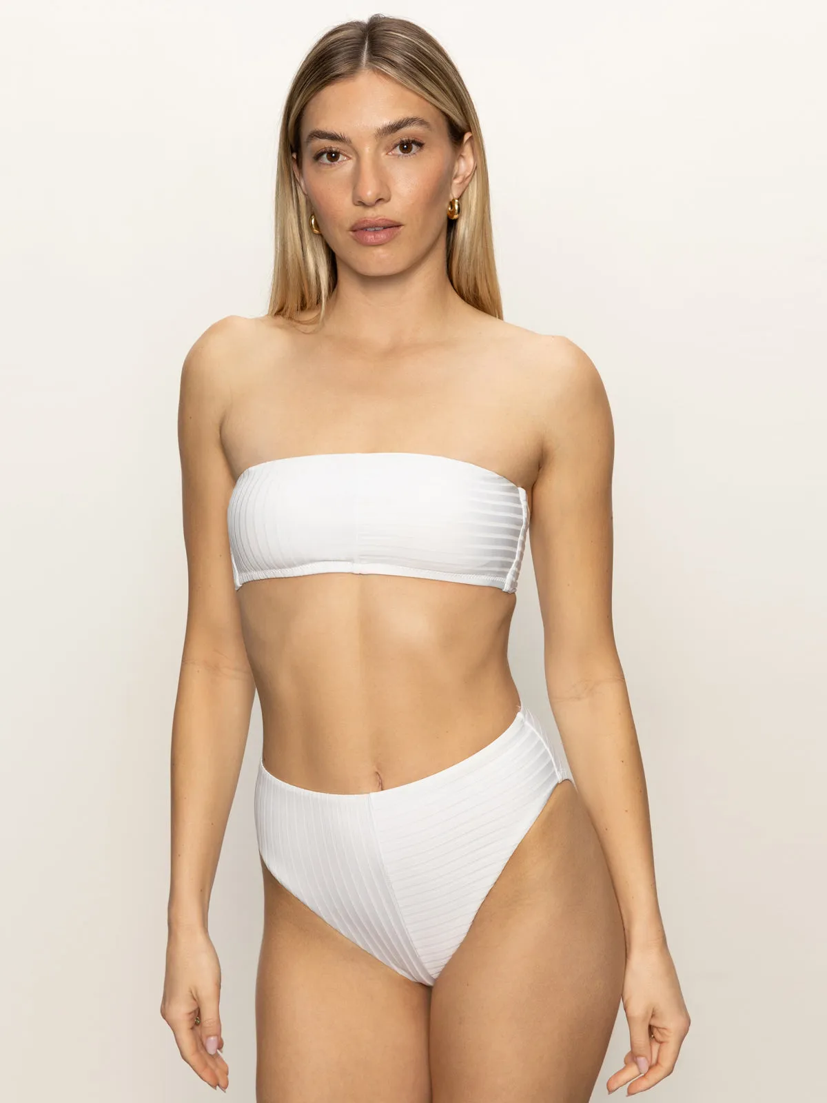 Refresh Rib Bandeau Bikini Top White