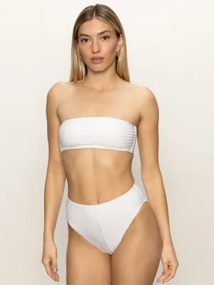 Refresh Rib Bandeau Bikini Top White