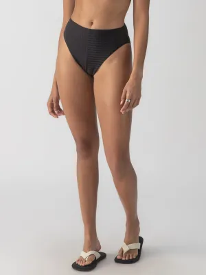 Refresh Rib High Rise Bikini Bottom Black