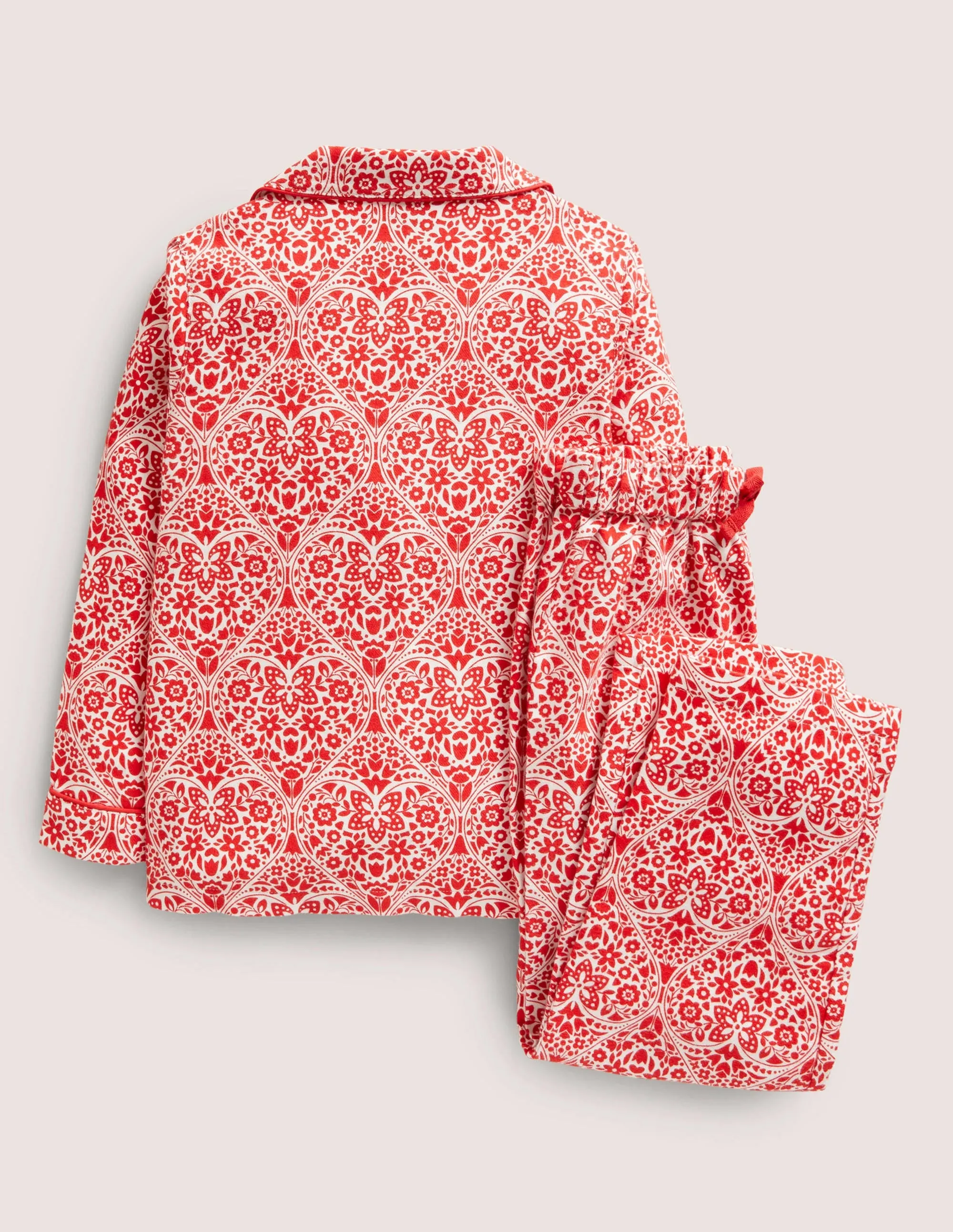 Woven Mini Me Pyjama Set-Rockabilly Red Folk Hearts