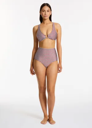 Zarla Geo High Waist Boyleg Bikini Bottom - Ruby