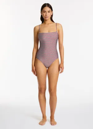 Zarla Geo Minimal Tank One Piece - Ruby
