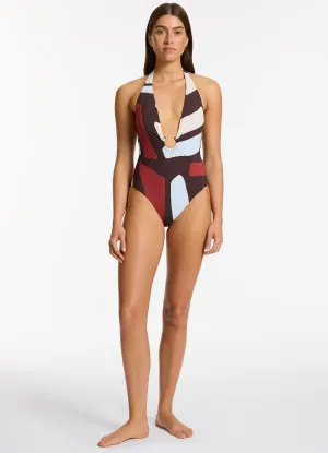 Zarla Plunge One Piece - Ruby